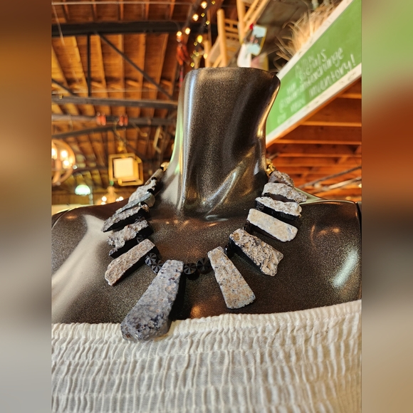 Reversable Handcrafted Agate and Onyx Statement necklace -Only 1 Made! - Picture 3 of 16